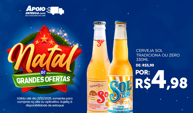 Cerveja Sol Tradiciona ou Zero 330ml  21/12